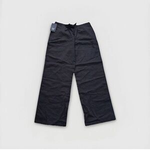 GAP Linen Pull On Pants Womens Medium Black Wide Leg Elastic Waist NWT